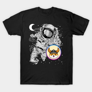 Astronaut Reaching Floki Inu Coin Floki Army To The Moon Crypto Token Cryptocurrency Wallet Birthday Gift For Men Women Kids T-Shirt